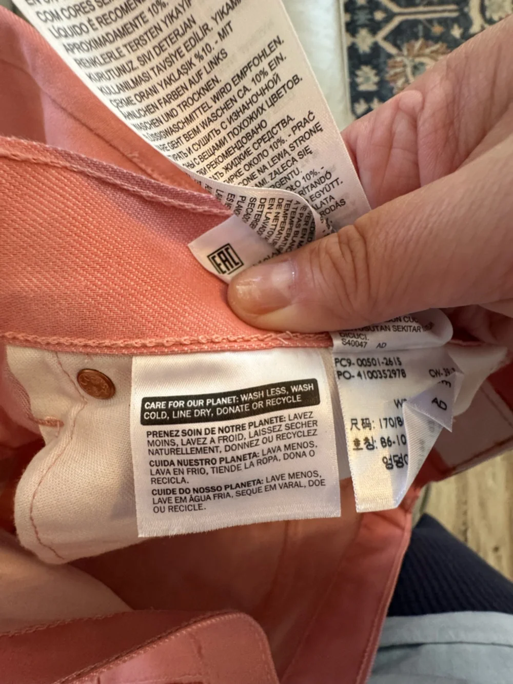 Levi's 501 original fit jeans Coral Pink Color Button Fly 34x30